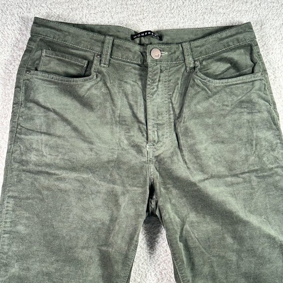 Monfrere Velvet Slim Straight Jeans Green Size 34x32 Classic Comfy - Picture 6 of 14